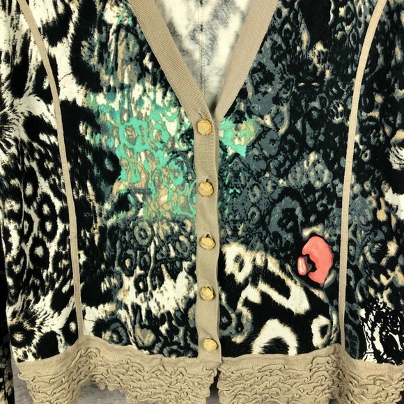 Eva & Claudi Animal Print V Neck Cardigan M - Picture 3 of 10